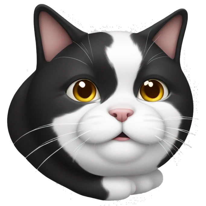 really fat black and white cat  emoji