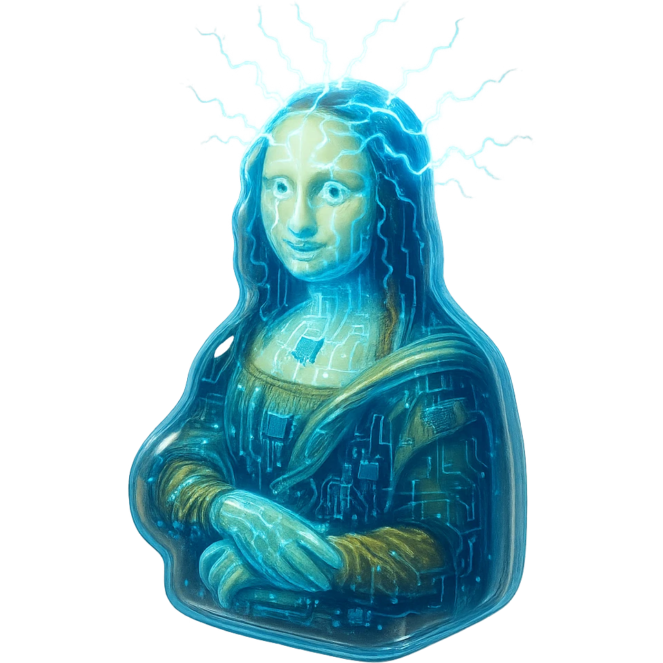 Mona Lisa electrocuted from all sides emoji