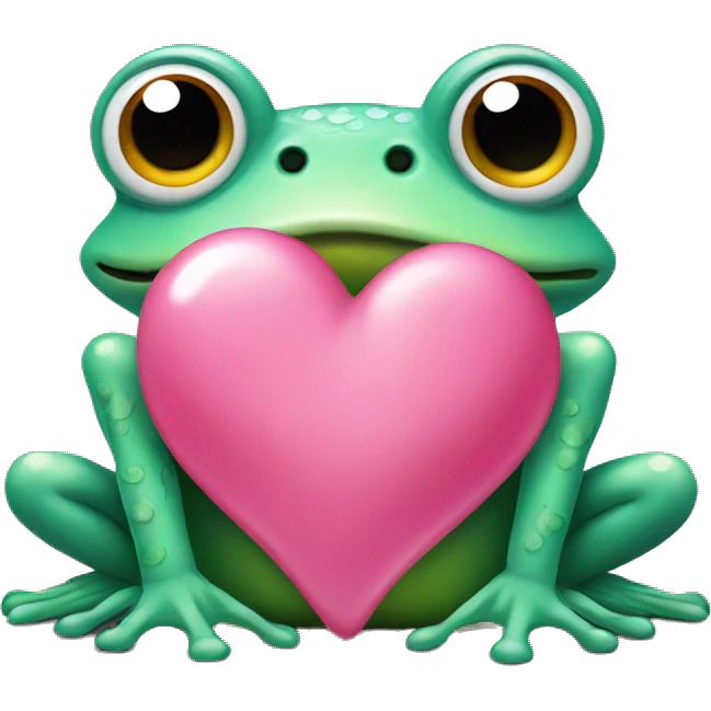 A frog with a lovely pink heart emoji