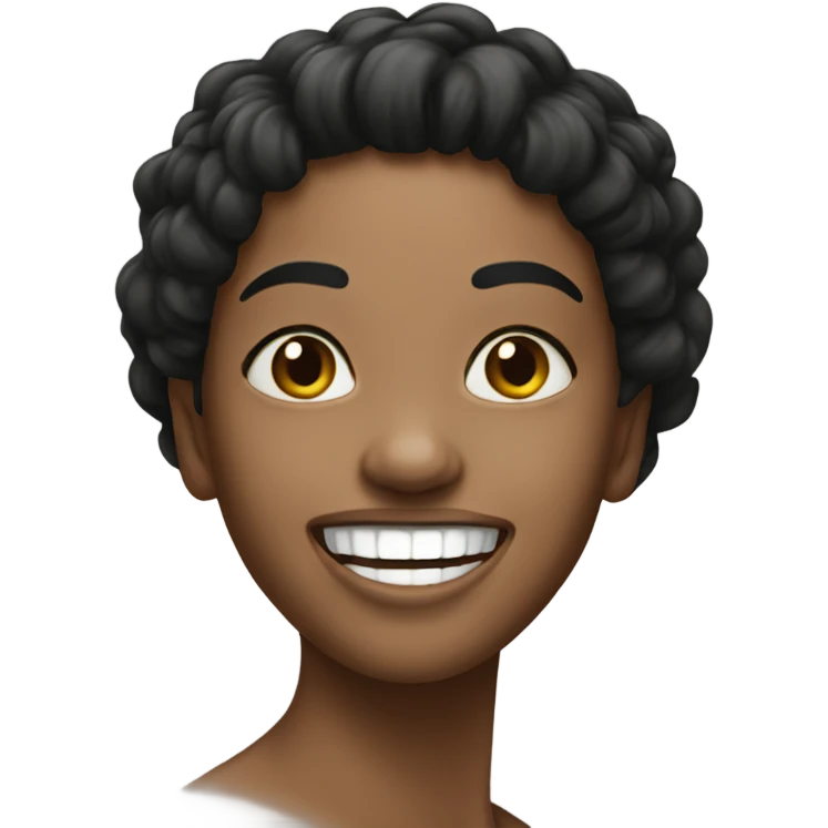 Laugh woman hair black emoji