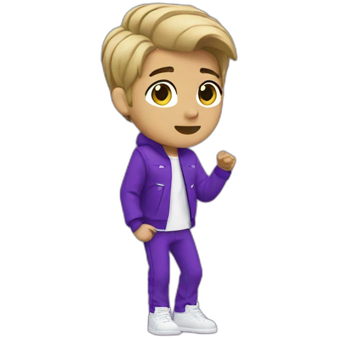 Justin bieber singing with purple outfit short hair emoji