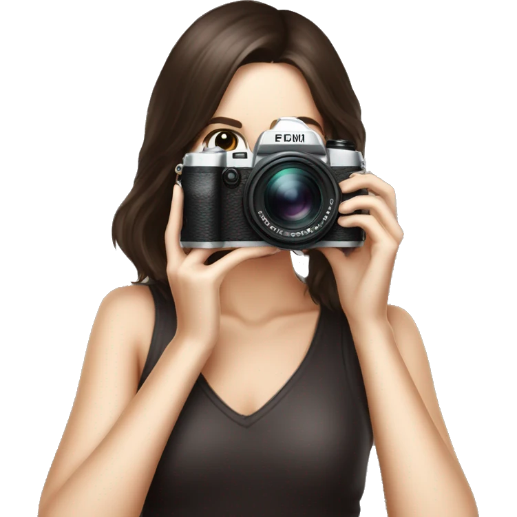 woman photographer fujifilm camera taking photo brunette emoji