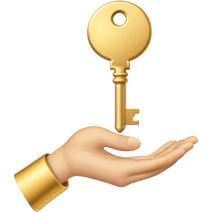 close-up of a hand holding a key, emoji style emoji