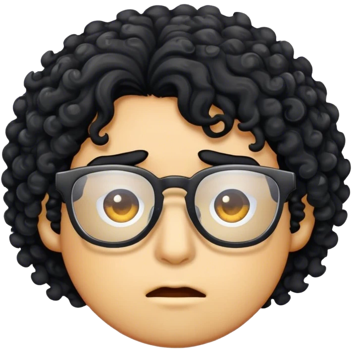 A rock with glasse and curly black hair emoji