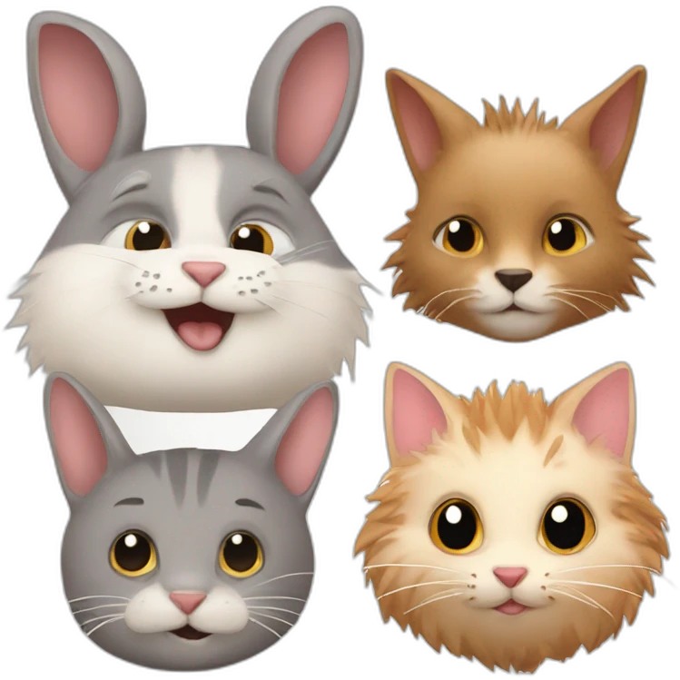 rabbit and hedgehog and cat emoji