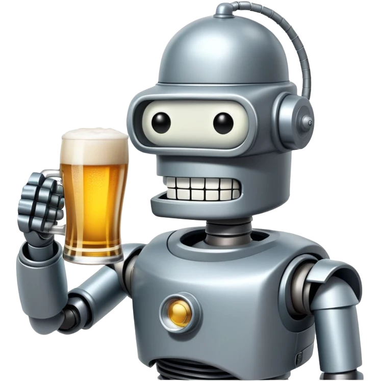 Robot Bender from Futurama drinks beer emoji