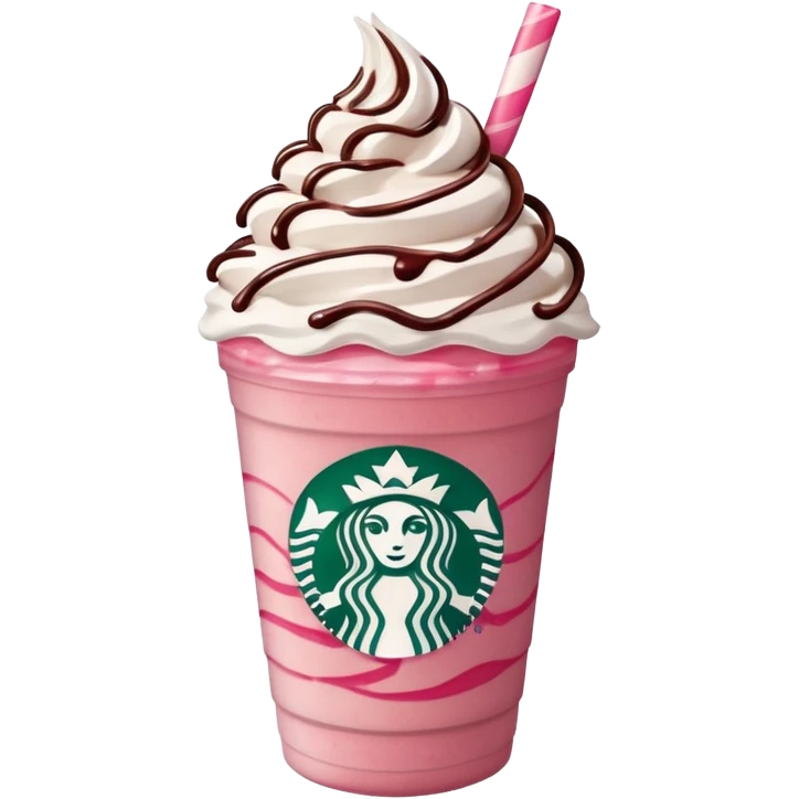 Strawberry Starbucks frappe with strawberry jam at the bottom with whipped cream and chocolate drizzle emoji