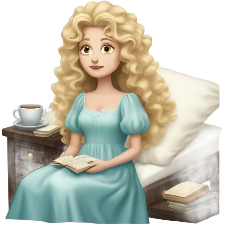 glinda from wicked is sick and she's resting in her bed emoji