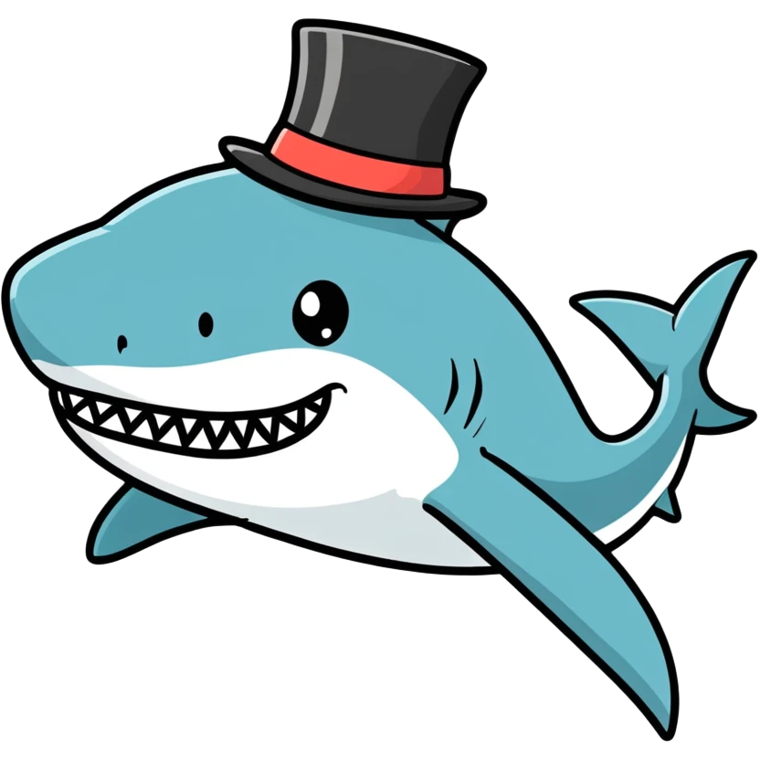 Shark with a top hat emoji