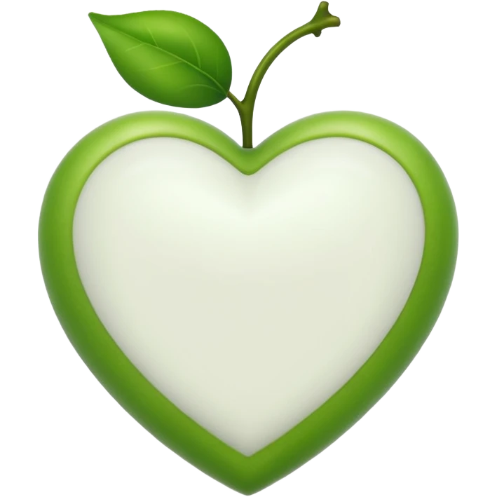 white heart with a vine border inside, apple emoji style emoji