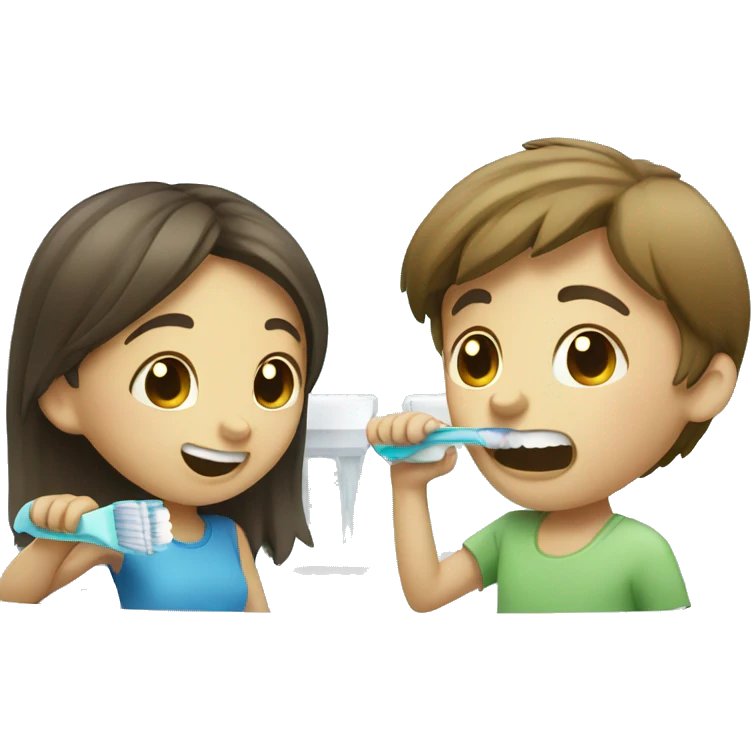 Girl and Boy brushing teeth emoji