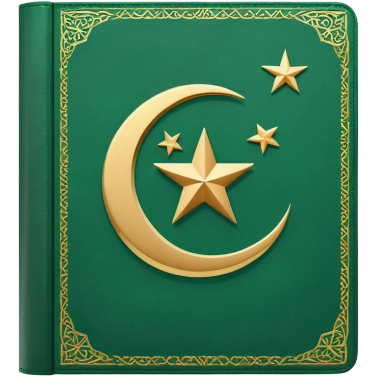 Closed Quran with the Islamic Symbol on it (moon and star) green emoji