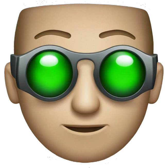 NEO,-the-matrix,-holding-red-pill,-one-glass-eye-has-green emoji