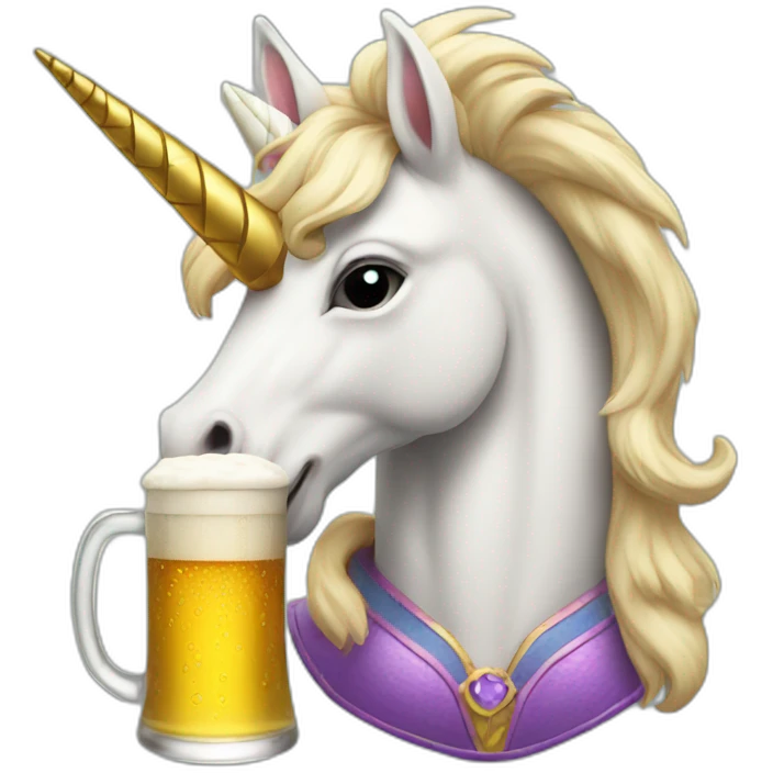 unicorn with a beer emoji