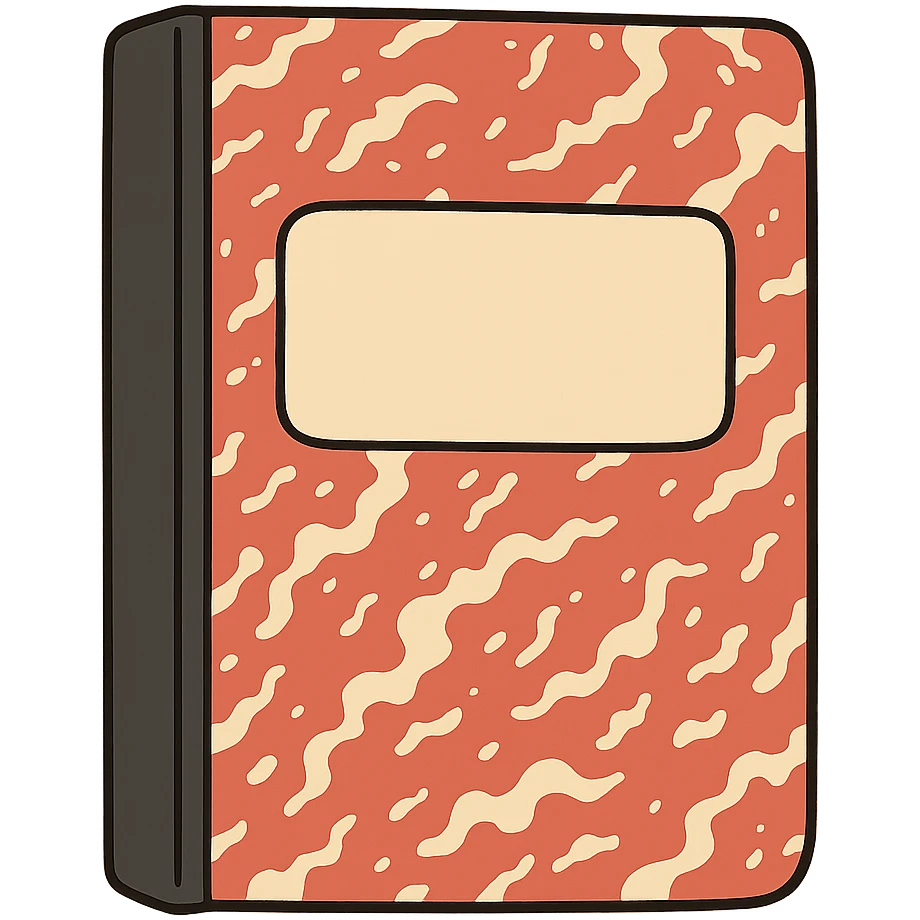 Red and white marbled cover notebook journal cover, blank emoji