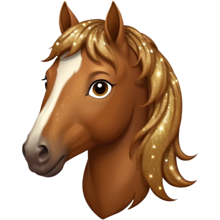 Brown horse with glitter in its hair emoji