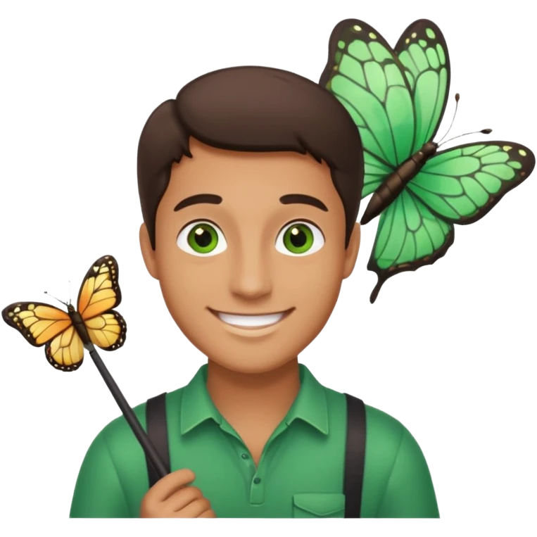 man holding butterfly net emoji