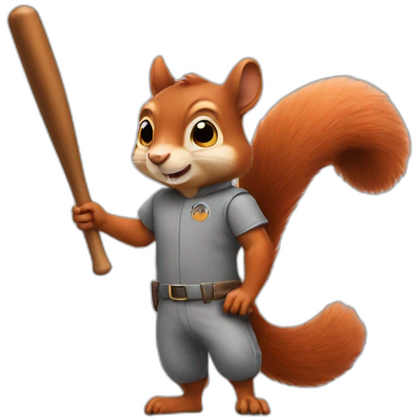 a squirrel holds a bat in its paws emoji