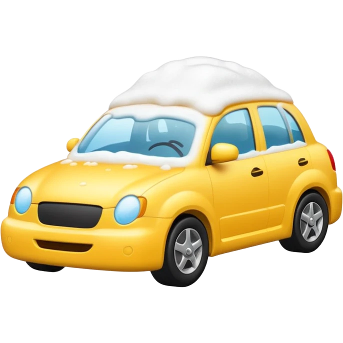 car completely covered in foam during car wash, emoji style emoji