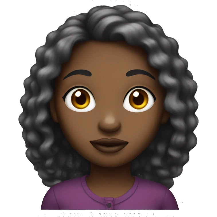 Black girl with big eyes big lips long hair emoji