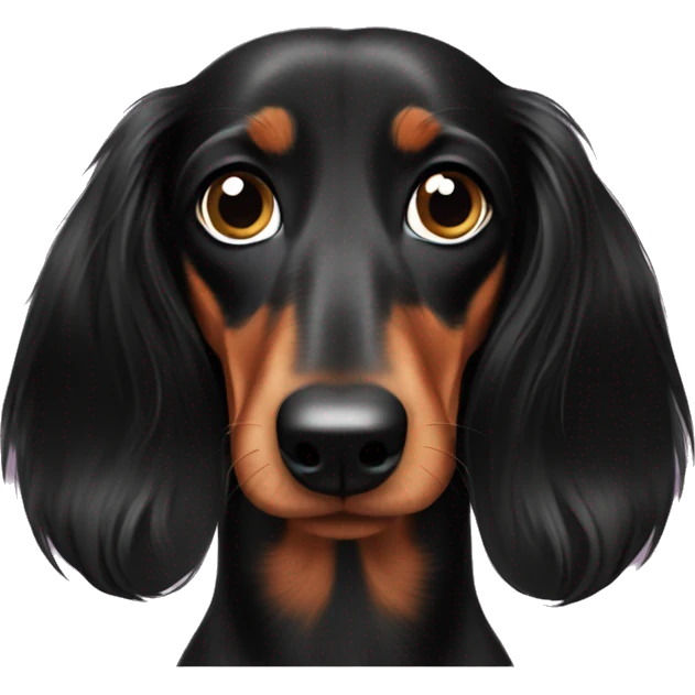 Black longhaired dachshund long ear hair emoji