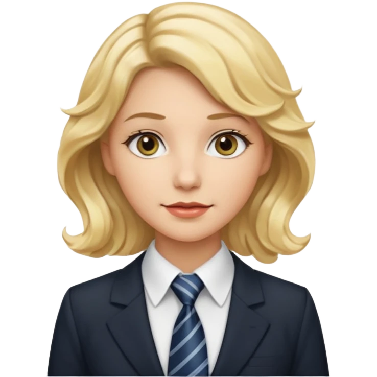 white collar woman with tie, wavy blonde hair emoji