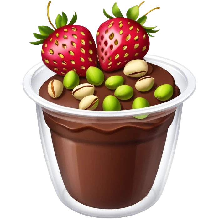 Chocolate covered Strawberries with pistachios in a plastic cup emoji