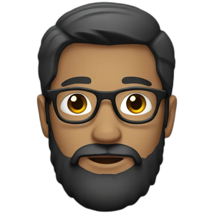 bearded and glass wearing black short hair guy emoji