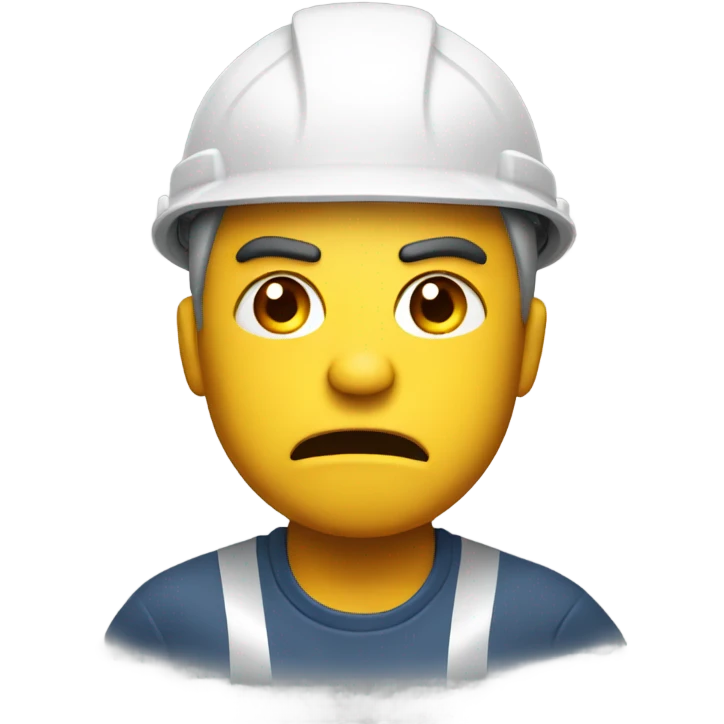 Angry man wearing hard hat emoji