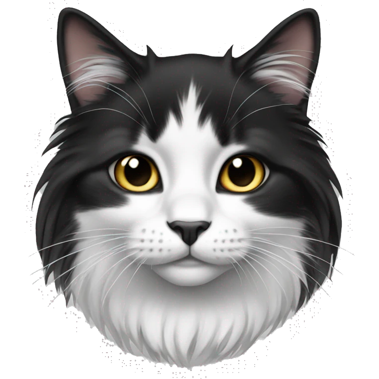 black and white cat long haired emoji