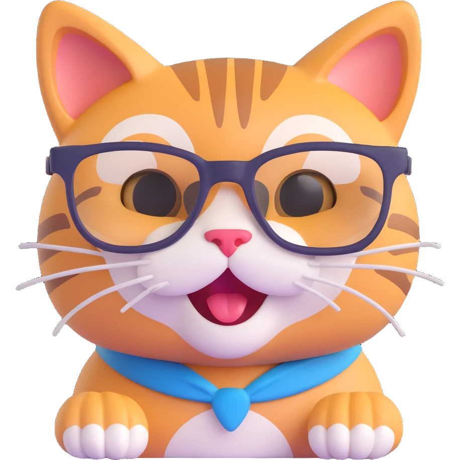 A happy cat wearing glasses emoji