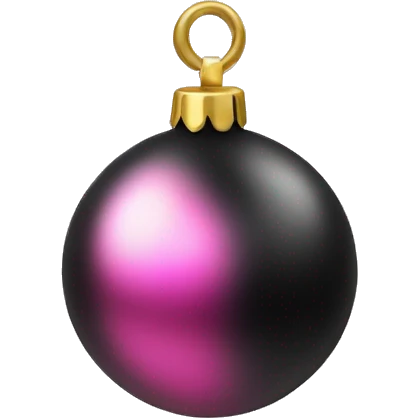 Realistic black and pink metallic christmas bauble with gold accents.  emoji