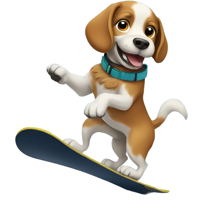 Dog snowboarding emoji