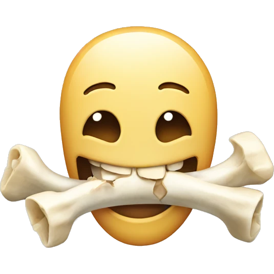 Smiling emoji with bone in its mouth emoji