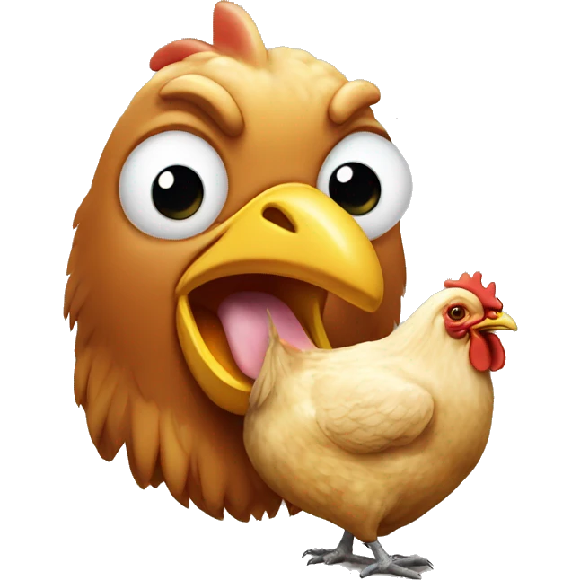 chicken with a piece of chicken in the mouth emoji