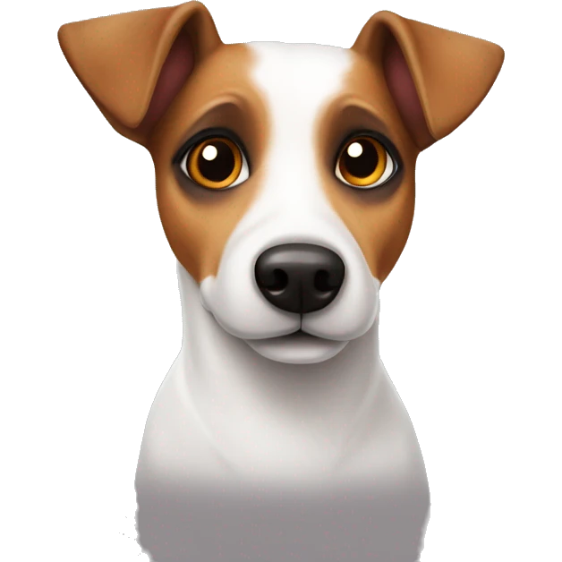 Jack Russell dog with brown eyes and hearts emoji