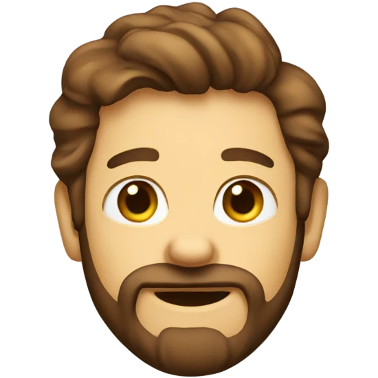 Cheese face, brown hair, beard emoji