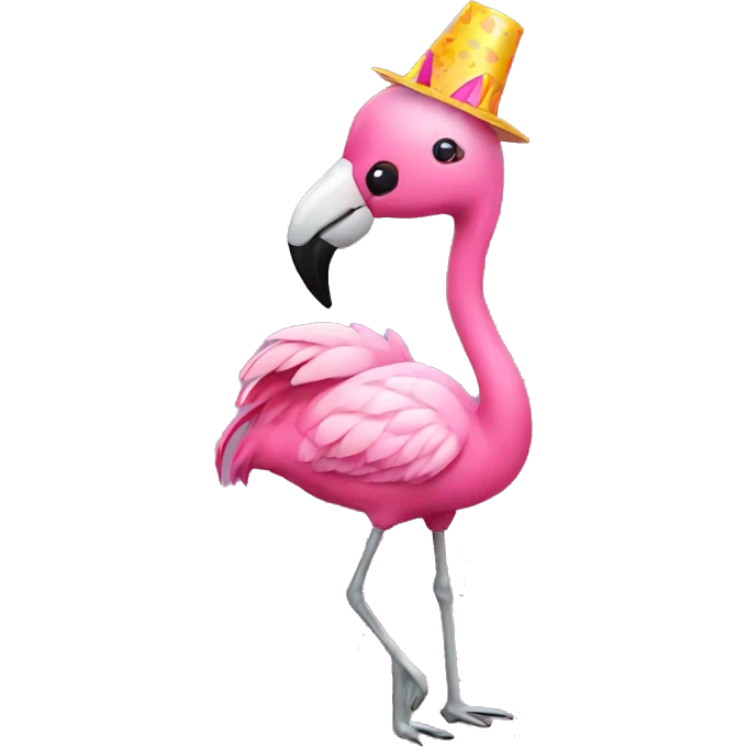 Flamingo with party hat emoji