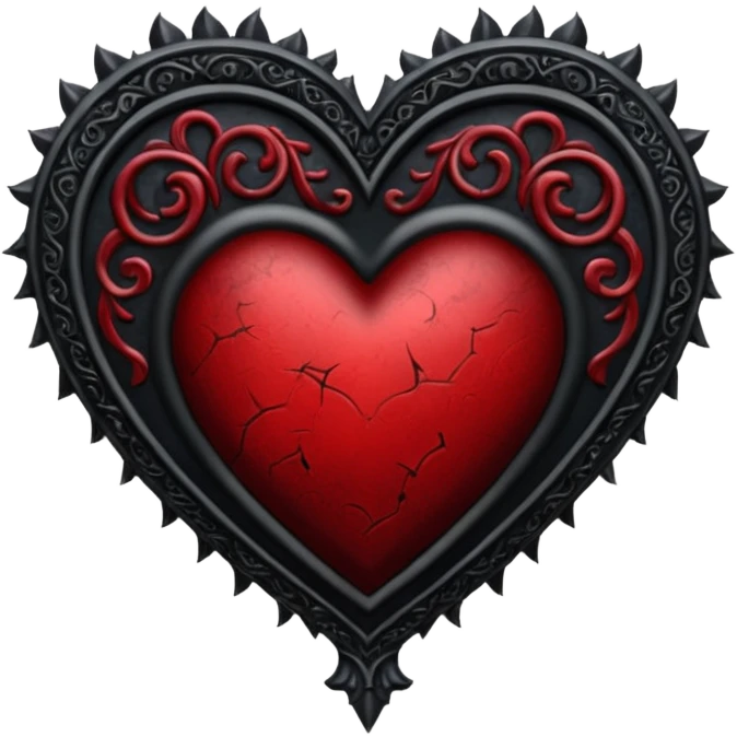 gothic style heart, black with deep red accents, ornate and dramatic emoji