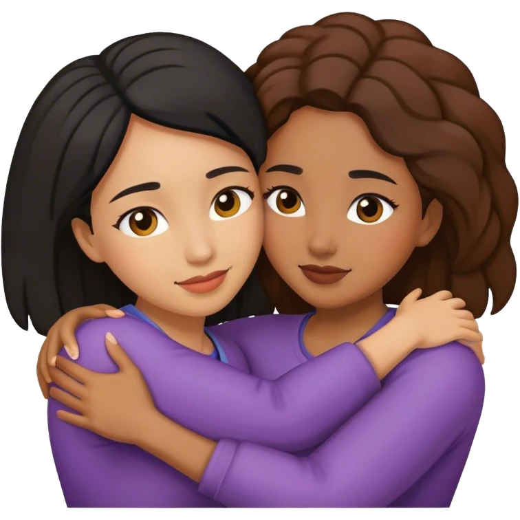 Two women hugging each other emoji