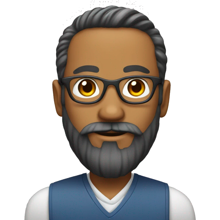 A teachA teacher with a beard behind the desk in the classroomer with a beard emoji