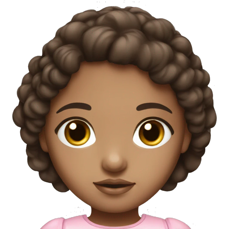 Brown doll eyes, dark brown hair, feminine, pink, girl, angelic emoji
