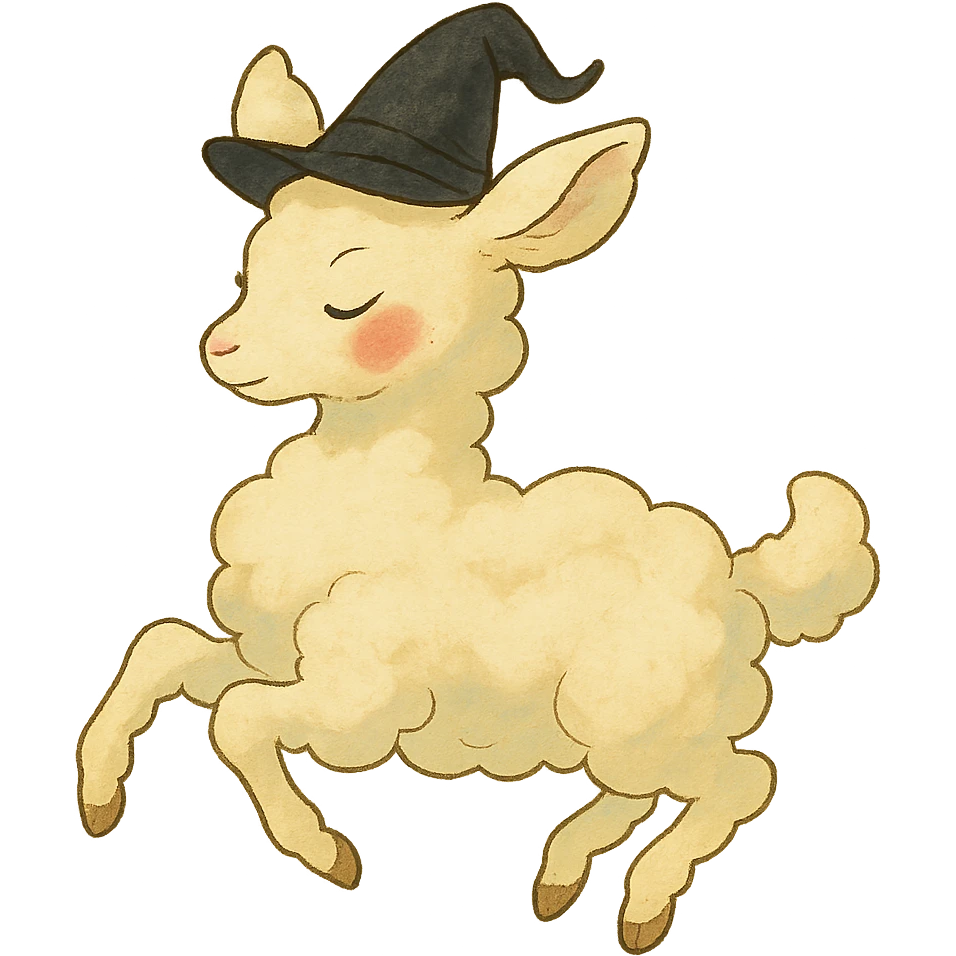 Ghibli-inspired vanilla cloud doe, floating gracefully, rosy cheeks, witchy elegance, brand mascot for social media emoji
