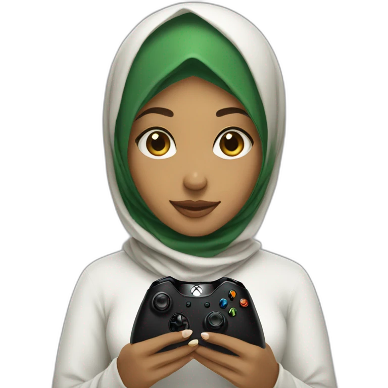 gamer girl with hijab with xbox console emoji