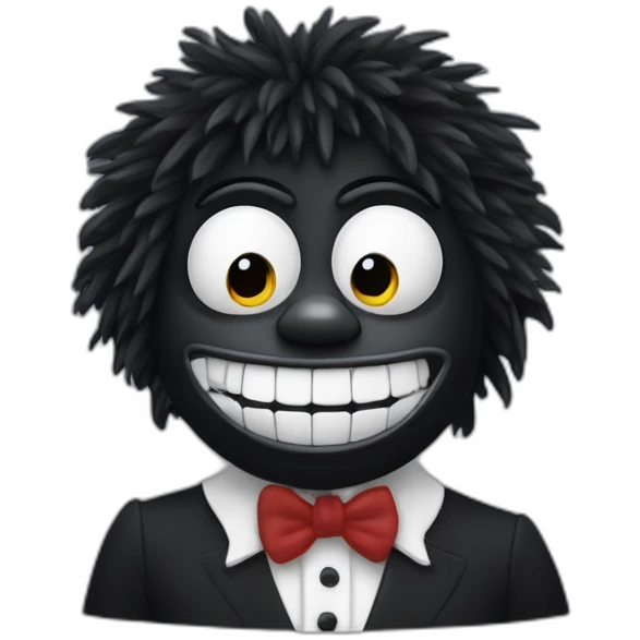 Gollywog gaping from behind emoji