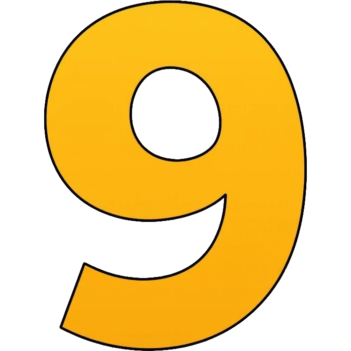 Number 9 on a yellow volumetric background emoji