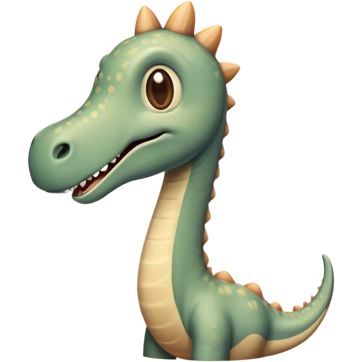 Cinematic Cute Brachiosaurus Portrait Emoji, Head tilted playfully with a warm, endearing smile, featuring a diminutive, almost whimsical head atop an impressively long neck and a sturdy, gentle body, adorned in soft, pastel earthy hues, Simplified yet irresistibly adorable features, highly detailed, glowing with a tender, inviting glow, high shine, affectionate and lively, stylized with a touch of prehistoric whimsy, soft glowing outline, capturing the essence of a playful Brachiosaurus that seems as if it could amble out of the screen into your arms! emoji