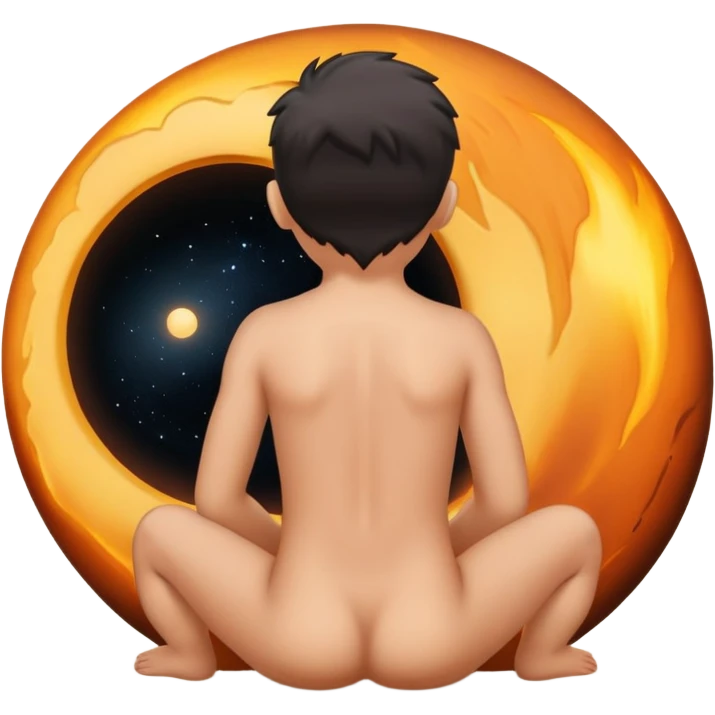 Kids naked sitting ass Black hole in the asshole back view emoji