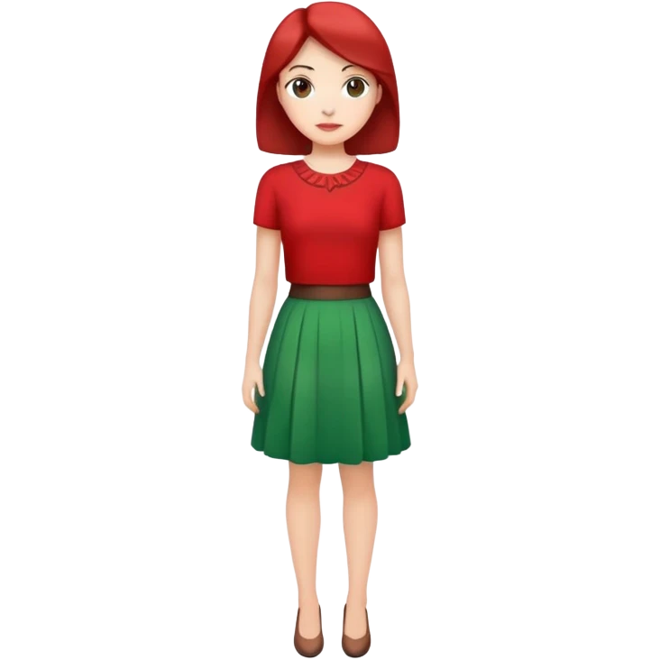 elegant dress with red top and green skirt emoji