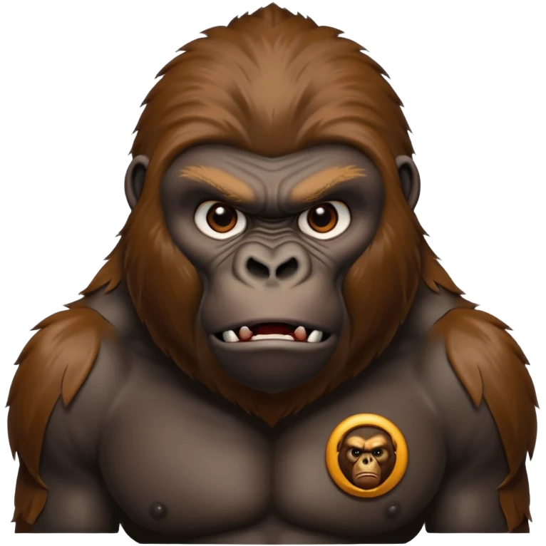 A gorilla angry face with realstick symbol emoji